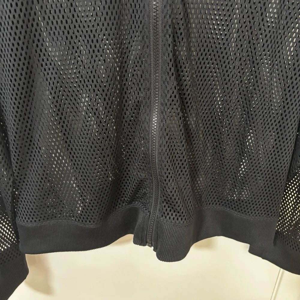 *New* Victoria sport Black Mesh sheer Zip-Up Bomber Jacket size Large